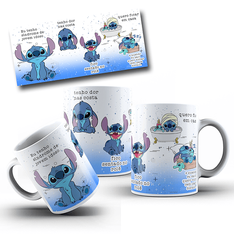 Artes para Caneca Stitch Síndrome do Jovem Idoso Arquivo em Jpg