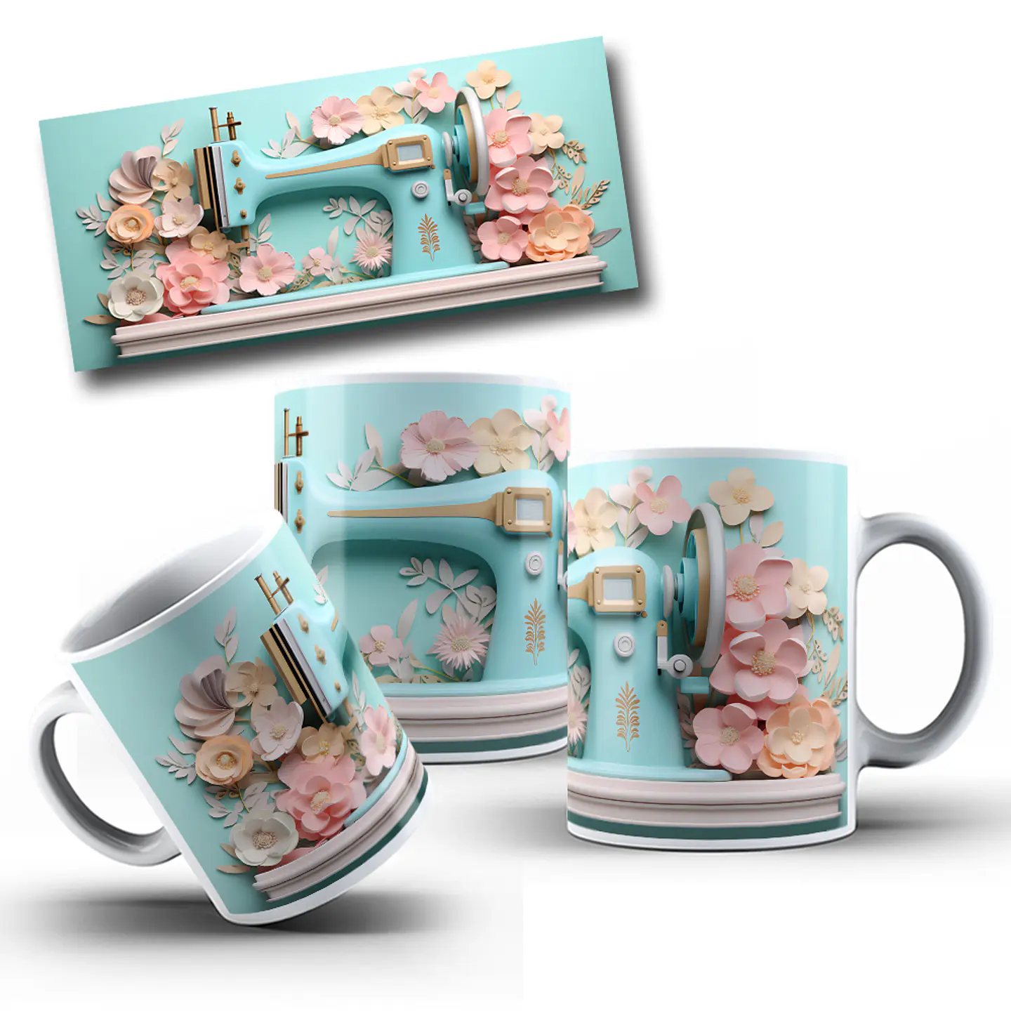 Artes para Caneca Maquina de costura 3d Arquivos Jpg  1