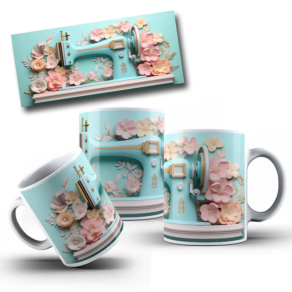 Artes para Caneca Maquina de costura 3d Arquivos Jpg  1