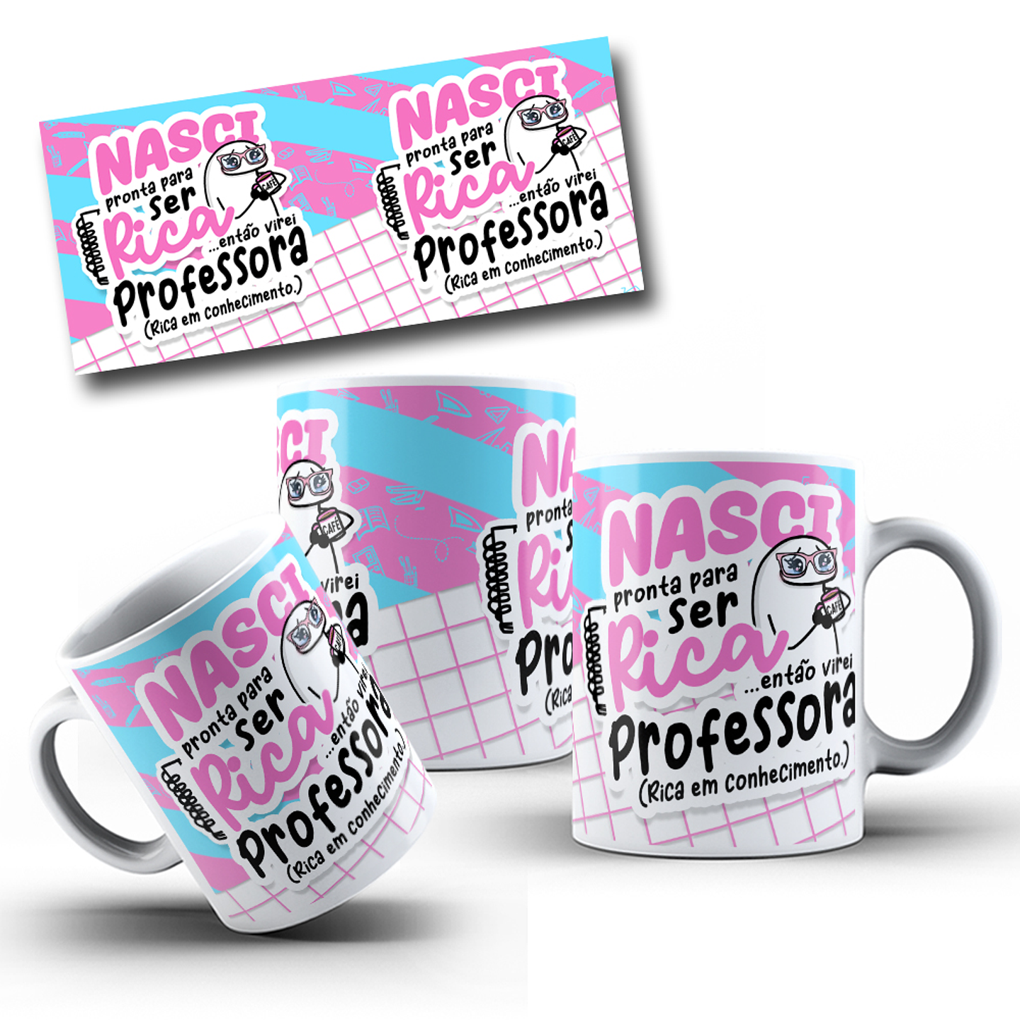 Artes para Caneca Flork Professora Rica em Conhecimento Arquivo em Jpg 1