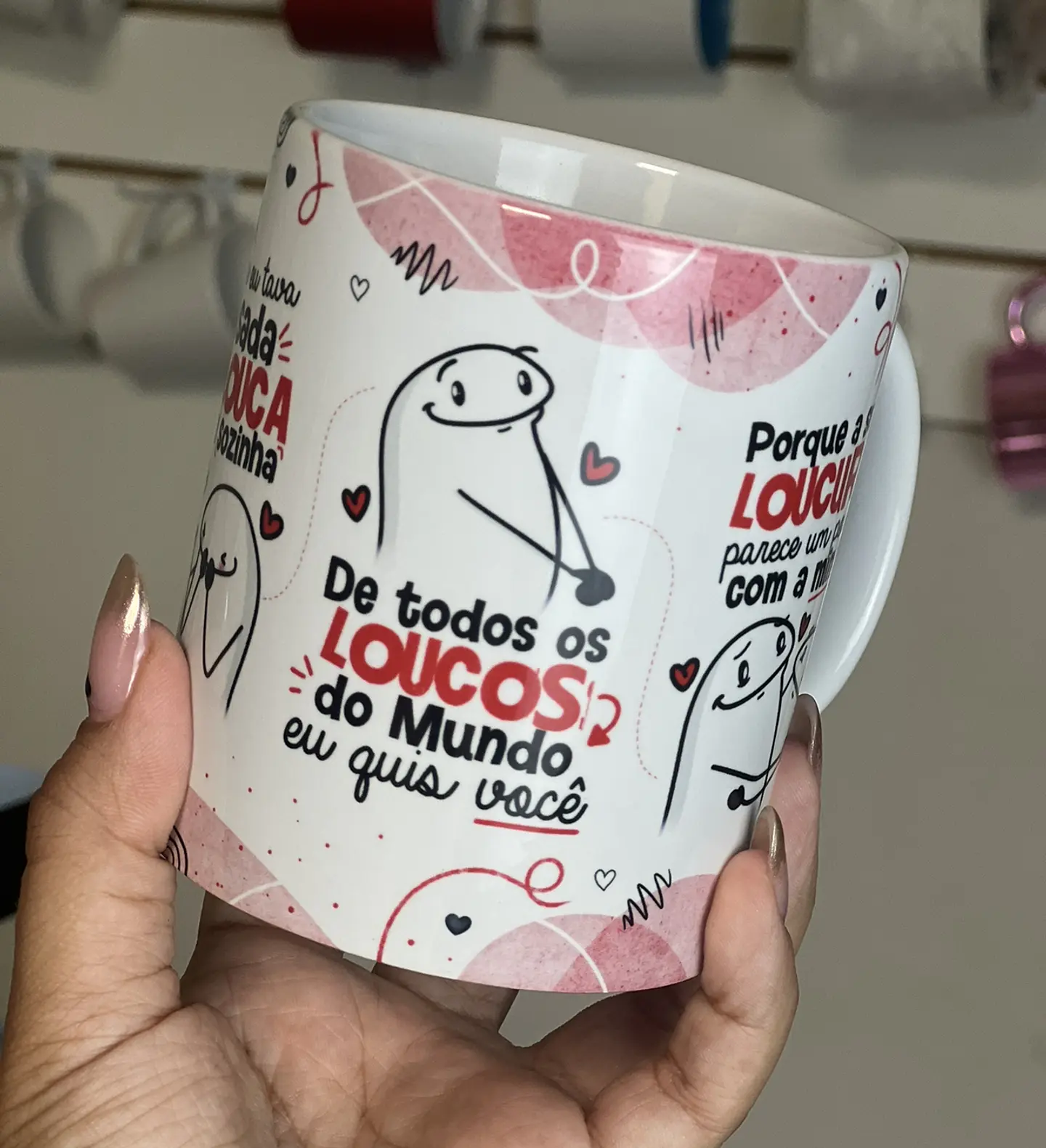 Arte Caneca Flork Namorados De todos os loucos do Mundo eu quis você Png  3