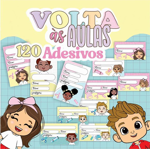 Arquivos para Etiquetas Escolares Menina e Menino Arquivos Editável 