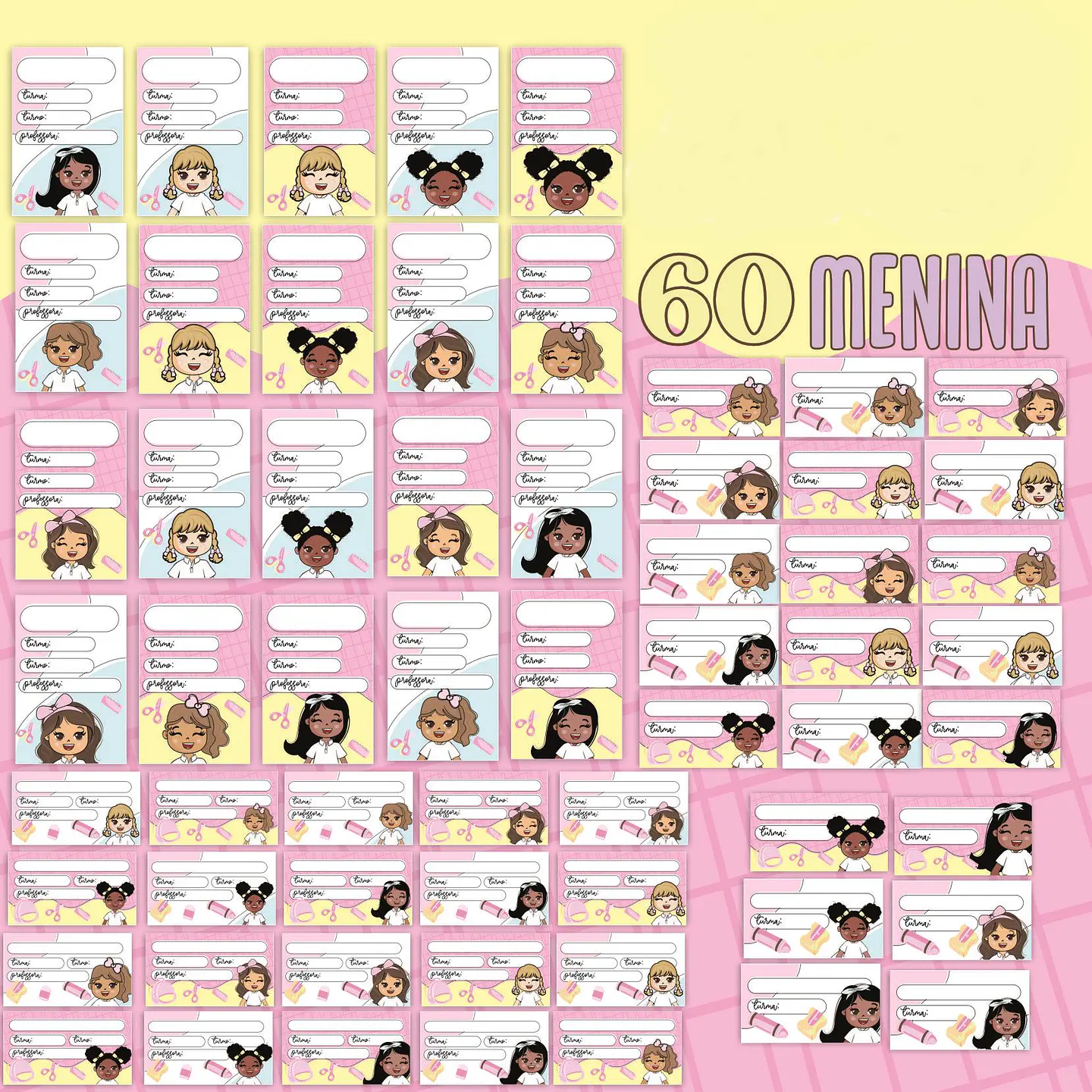 Arquivos para Etiquetas Escolares Menina e Menino Arquivos Editável  3