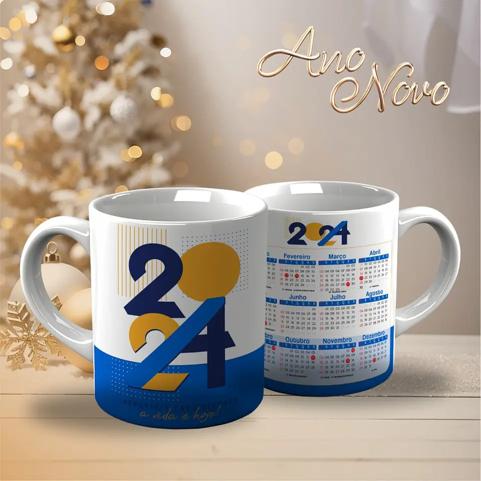 18 Artes para Caneca Calendário Ano Novo 2024 Arquivo Editável  2