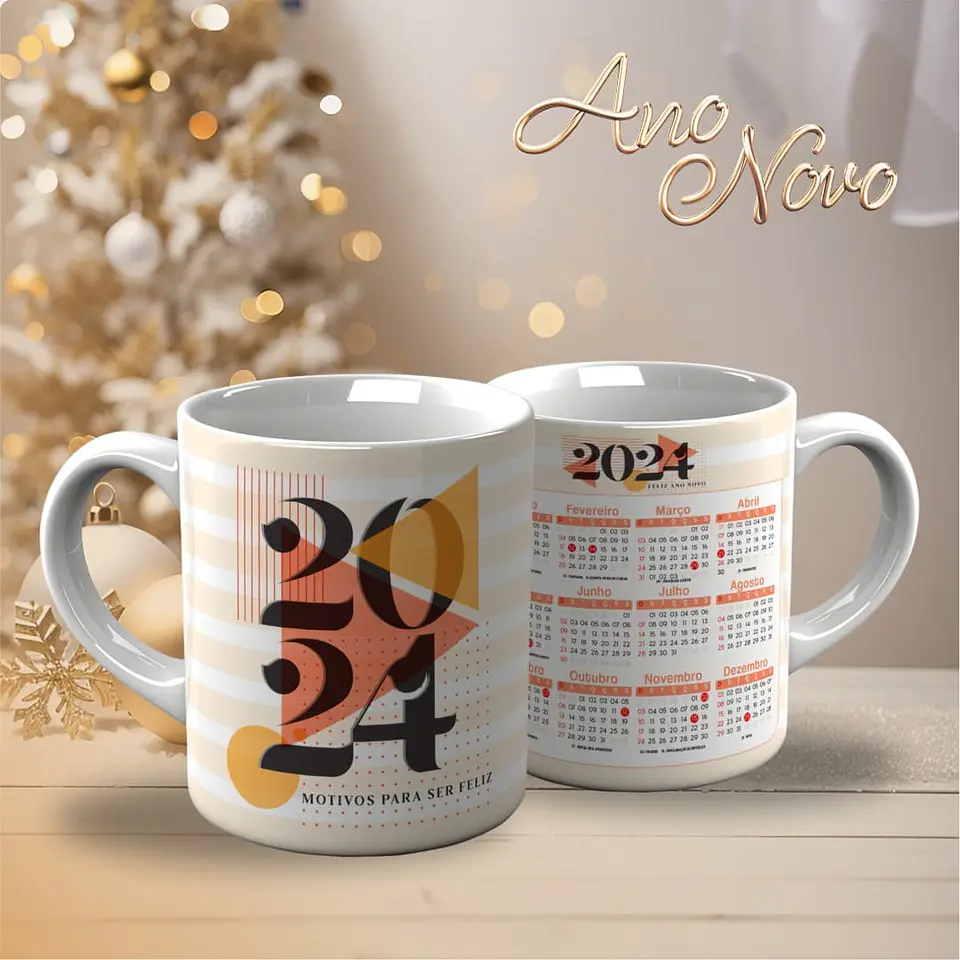 18 Artes para Caneca Calendário Ano Novo 2024 Arquivo Editável  3