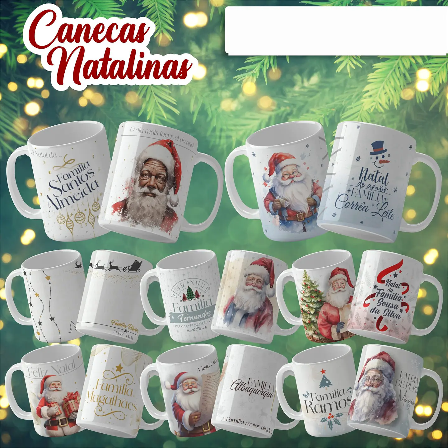19 Artes para Caneca e Camisa Natal Papai Noel Arquivo Editável   2