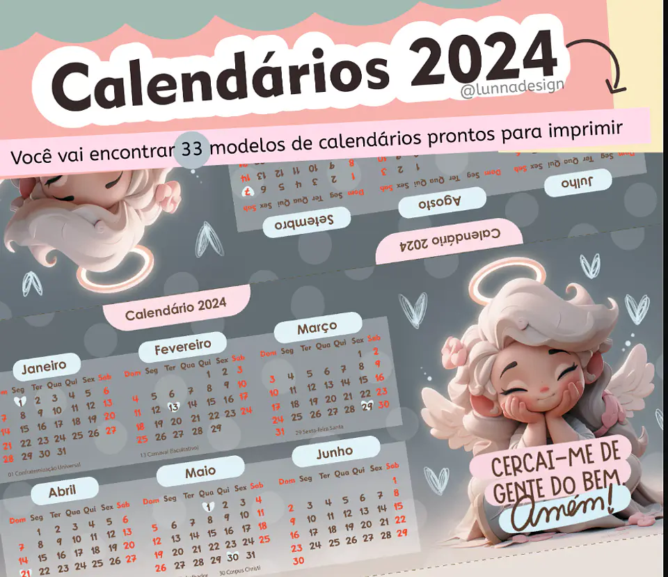 32 Artes para Calendários de Mesa 2024 em Pdf 1
