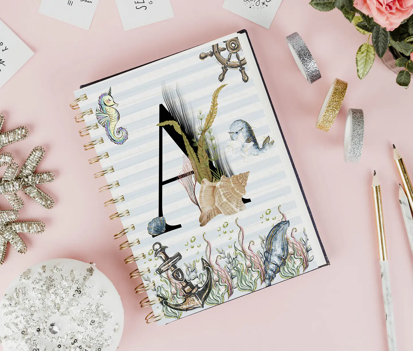 26 Artes para Capa Agenda e Caneca Alfabeto Fundo do Mar Arquivo Editável  3