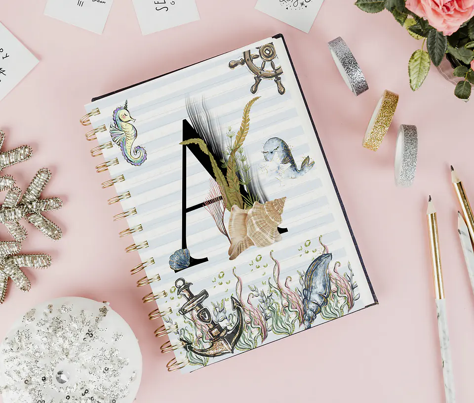 26 Artes para Capa Agenda e Caneca Alfabeto Fundo do Mar Arquivo Editável  3
