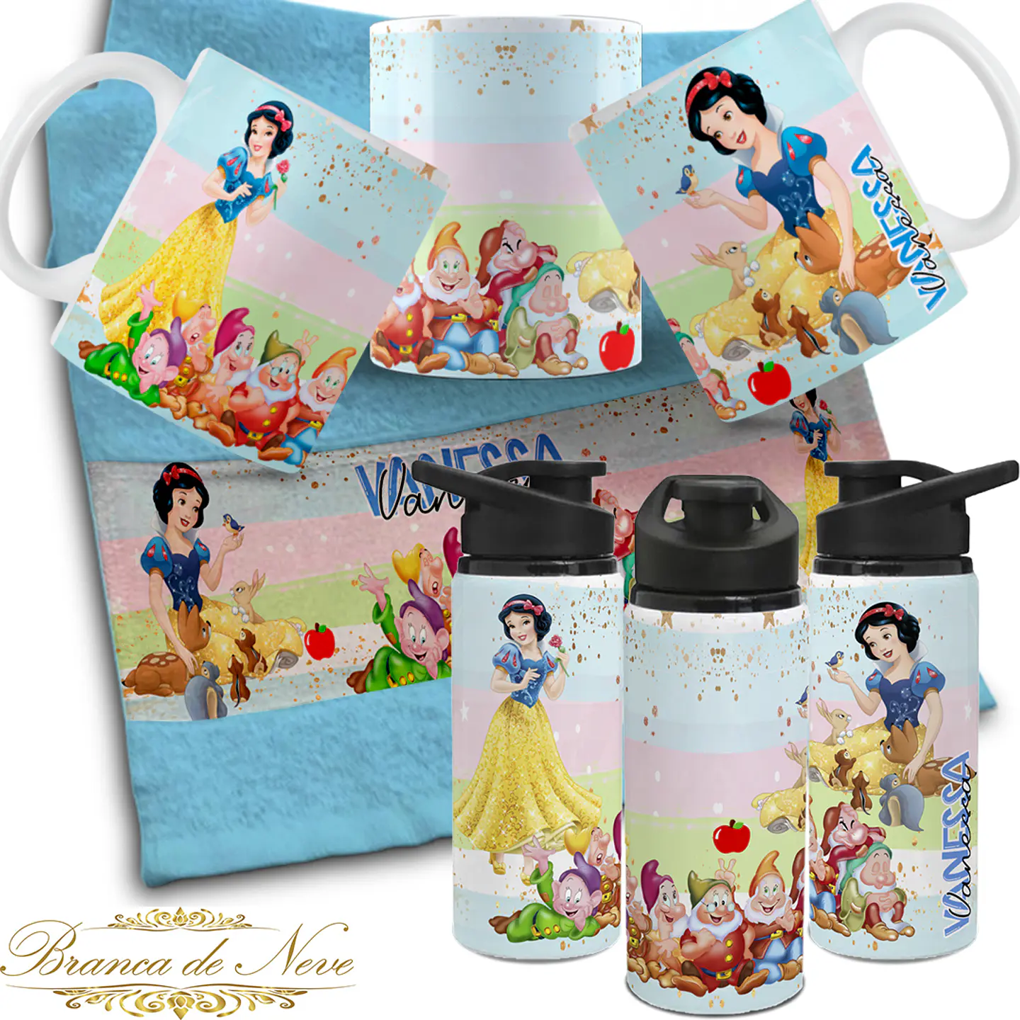 27 Artes Para Personalização Caneca, Toalhinha e Garrafinha Escolares Personagens 2024 Arquivo em Editável  9