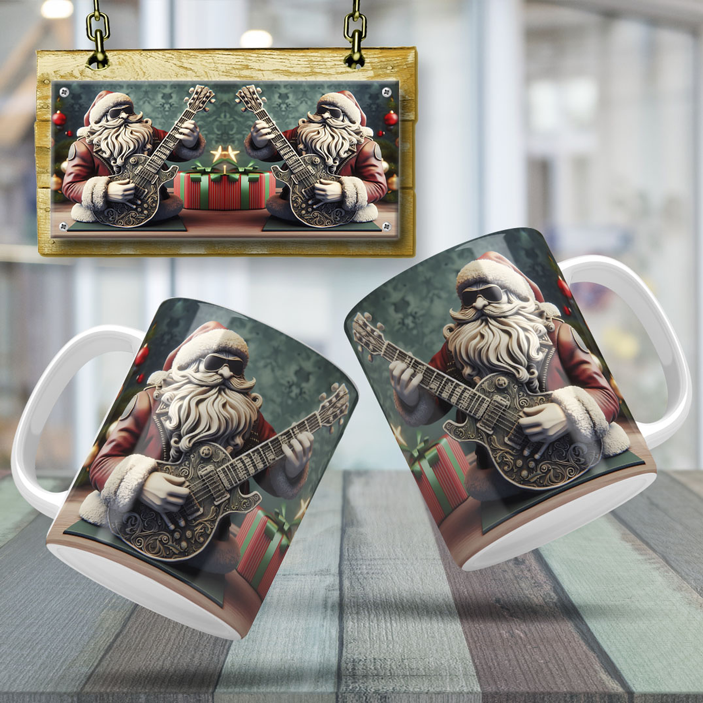 10 Artes para Caneca Papai Noel do Rock Arquivo em Jpg  8