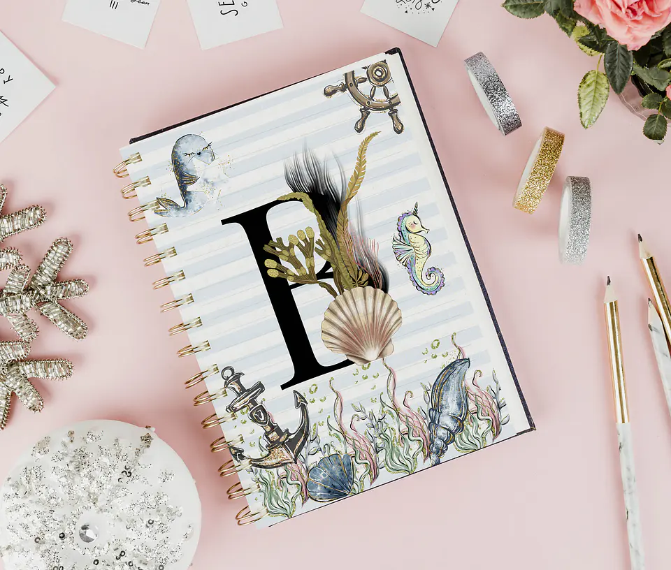 26 Artes para Capa Agenda e Caneca Alfabeto Fundo do Mar Arquivo Editável  4