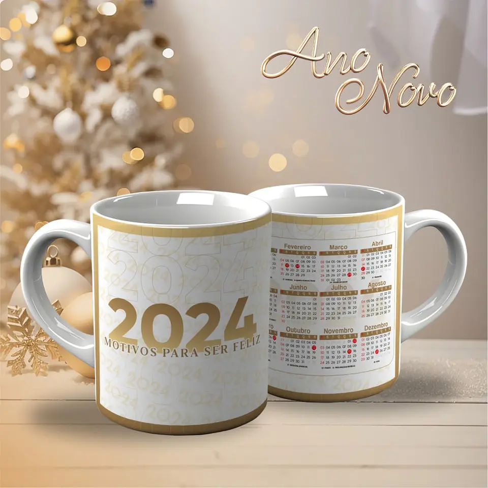 18 Artes para Caneca Calendário Ano Novo 2024 Arquivo Editável  8