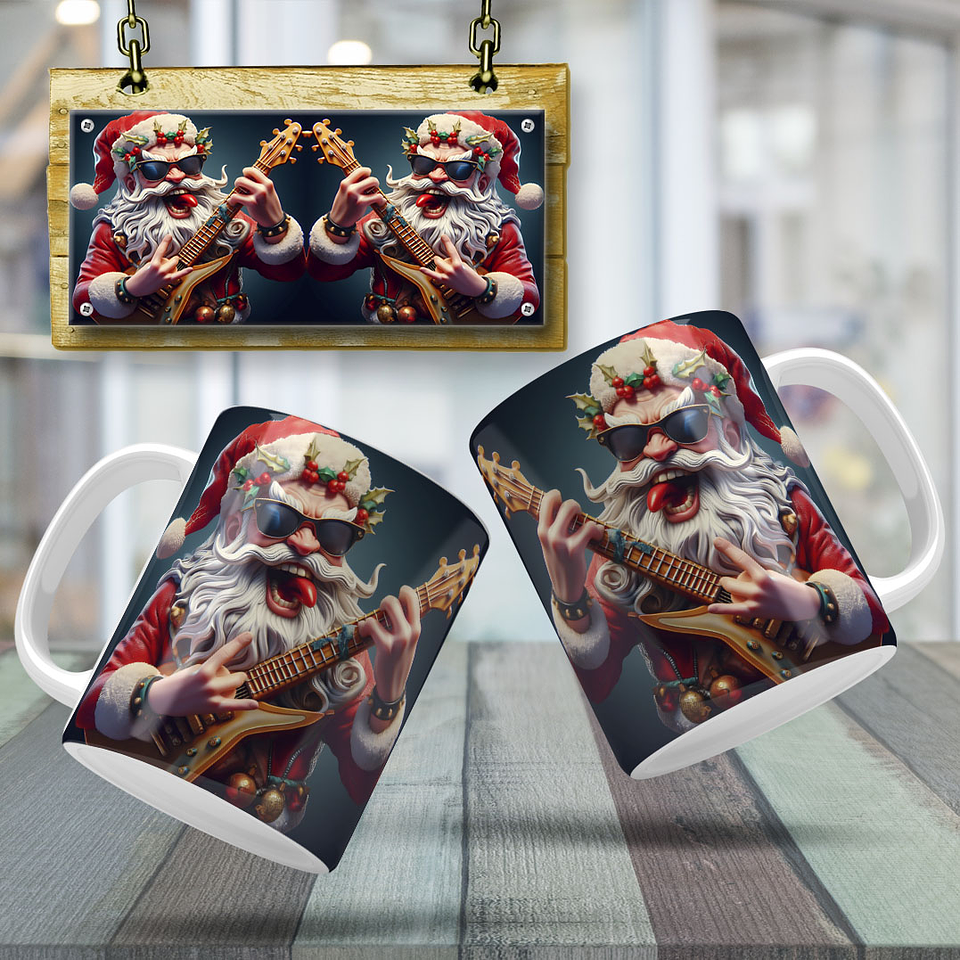 10 Artes para Caneca Papai Noel do Rock Arquivo em Jpg  10