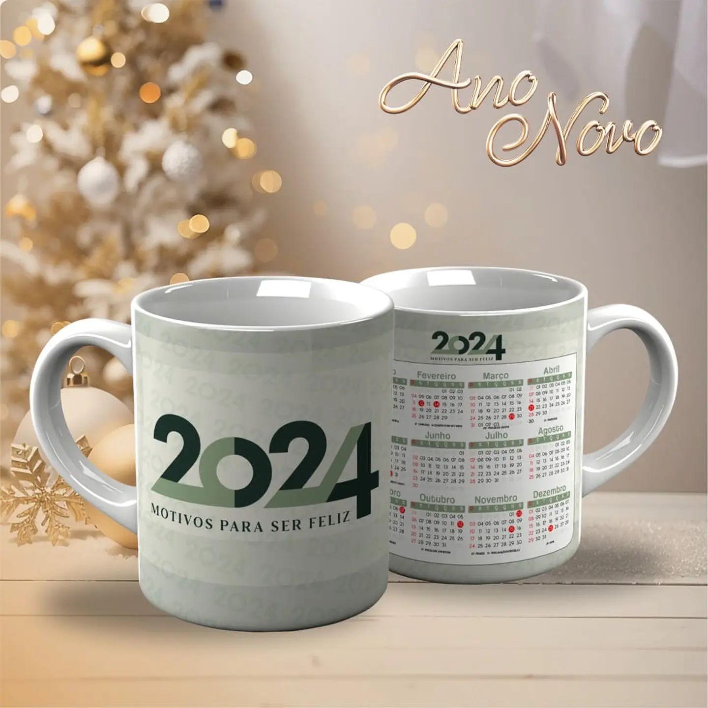 18 Artes para Caneca Calendário Ano Novo 2024 Arquivo Editável  10