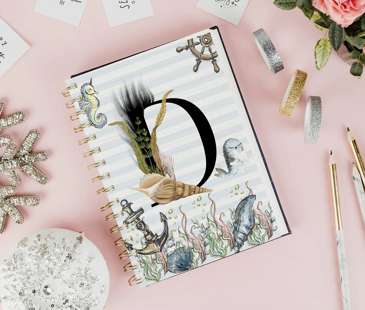 26 Artes para Capa Agenda e Caneca Alfabeto Fundo do Mar Arquivo Editável  6