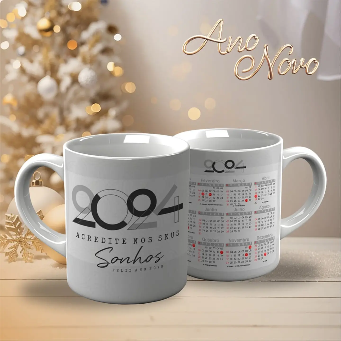 18 Artes para Caneca Calendário Ano Novo 2024 Arquivo Editável  11