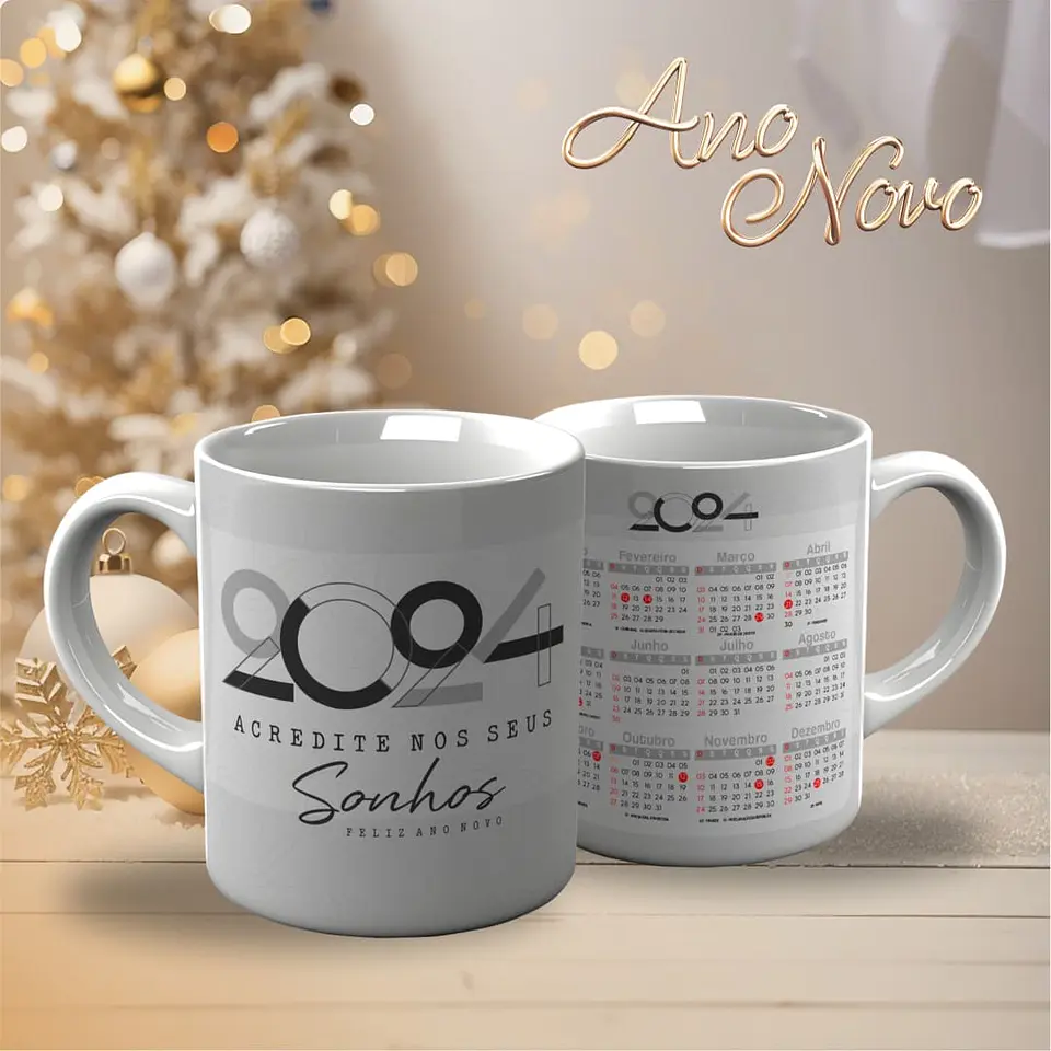 18 Artes para Caneca Calendário Ano Novo 2024 Arquivo Editável  11