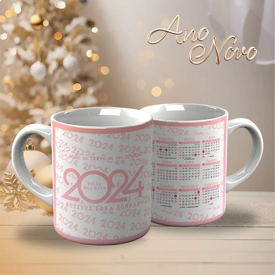 18 Artes para Caneca Calendário Ano Novo 2024 Arquivo Editável  12