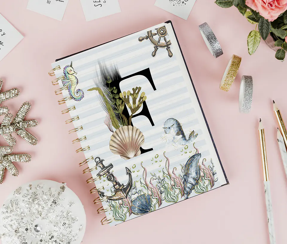 26 Artes para Capa Agenda e Caneca Alfabeto Fundo do Mar Arquivo Editável  8