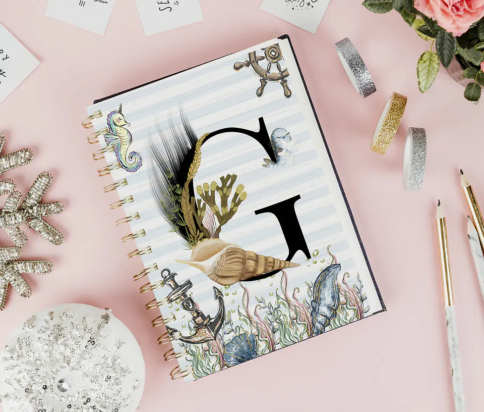 26 Artes para Capa Agenda e Caneca Alfabeto Fundo do Mar Arquivo Editável  9
