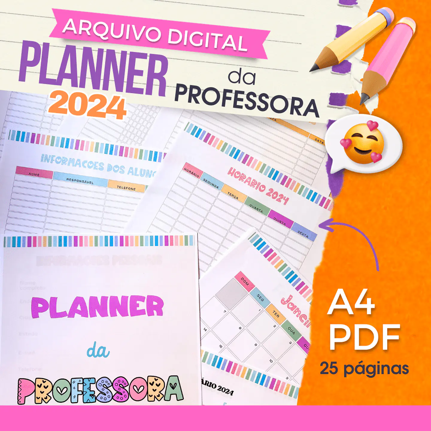 Arquivo Planner Professora A4 2024 em Pdf 1