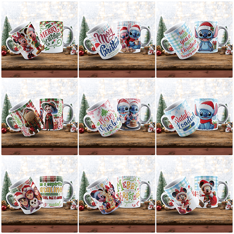 37 Artes para Caneca Natal Personagens Arquivo em Jpg