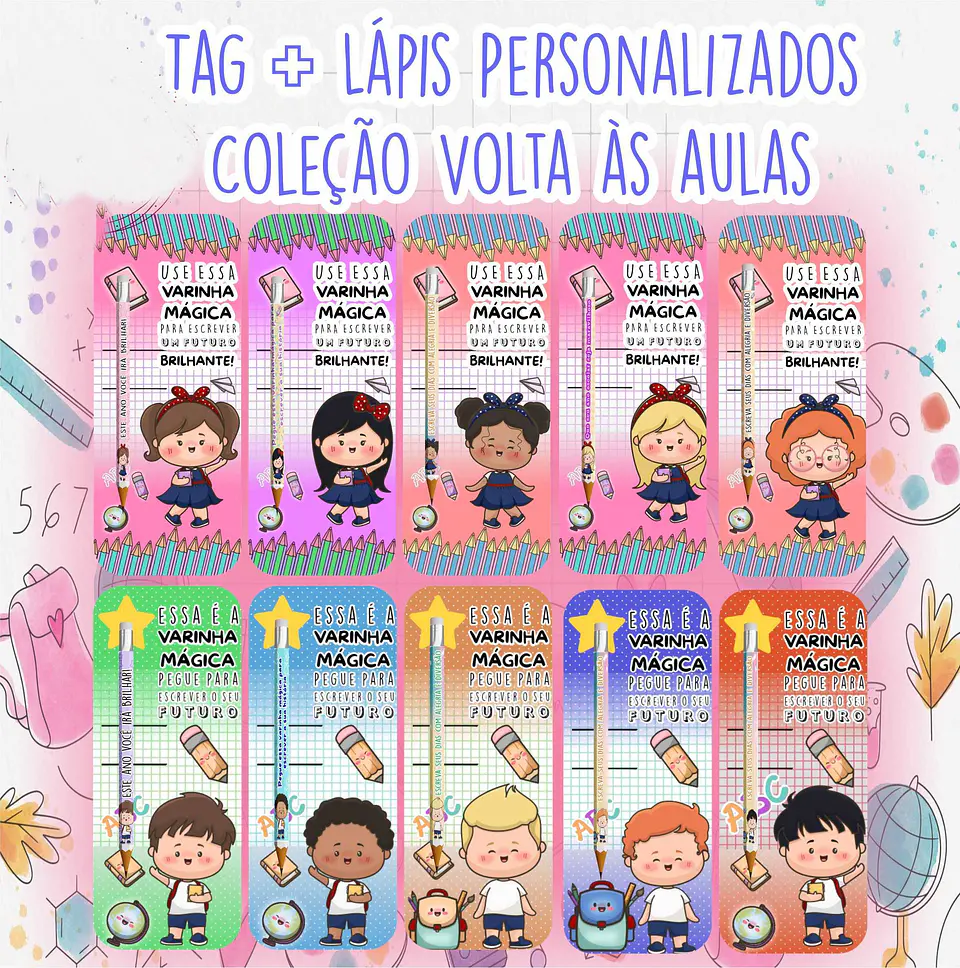 Arquivos para Tag e Lápis Volta as Aulas em em Editável  1