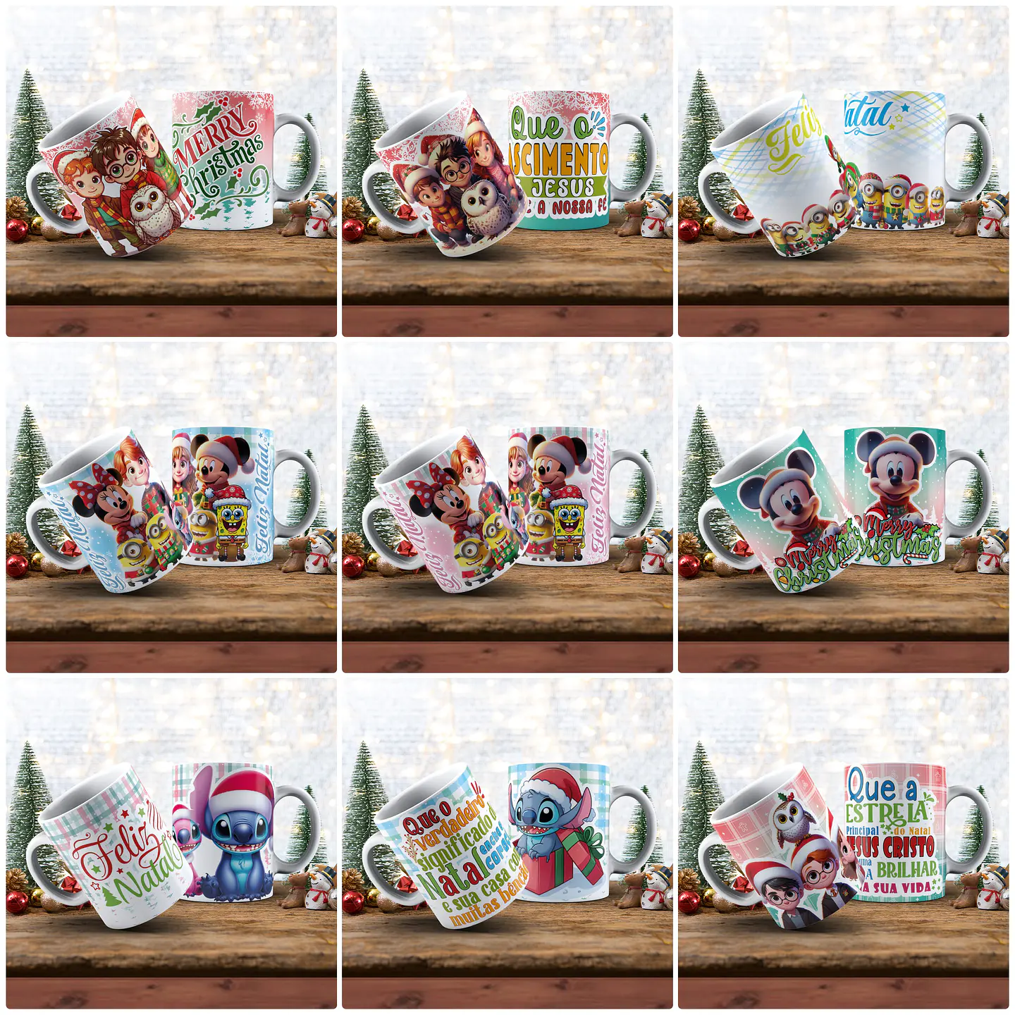 37 Artes para Caneca Natal Personagens Arquivo em Jpg 3