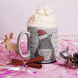 Artes para Caneca Gatinho Sarcástico Natal Arquivo Editável 