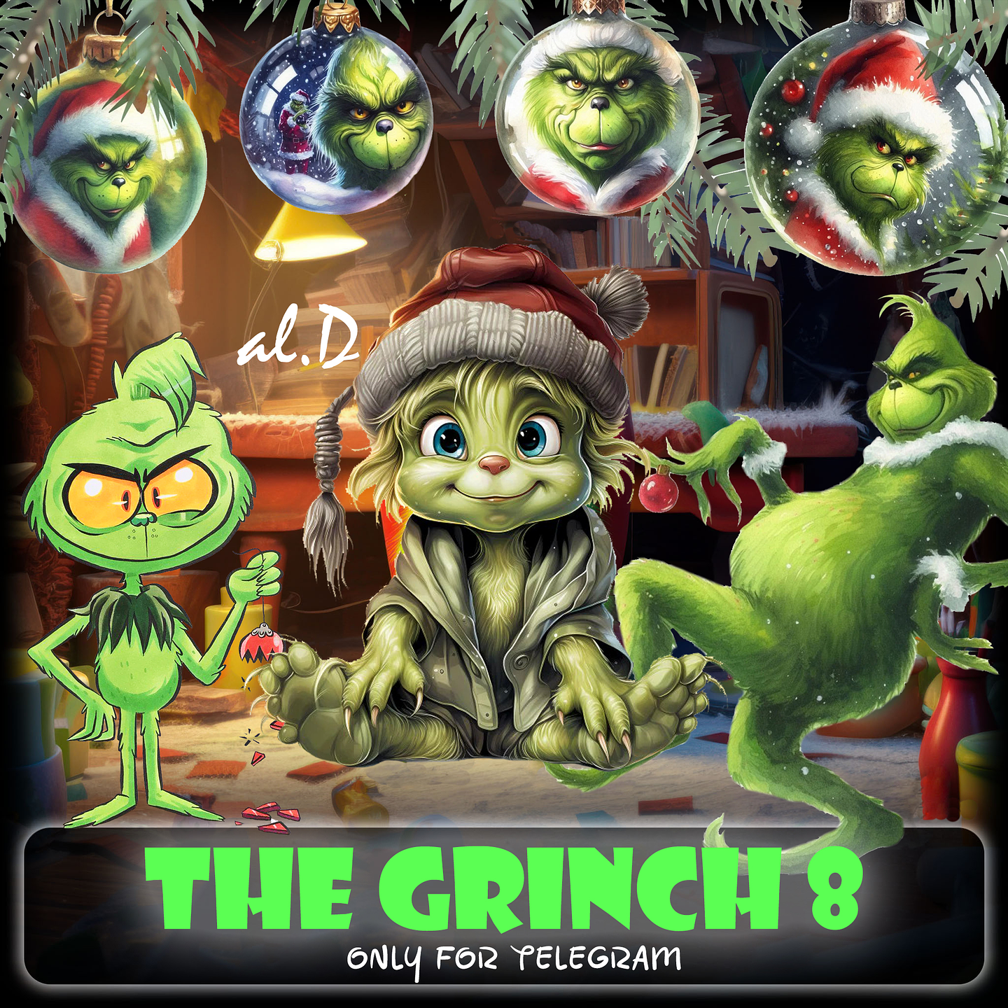 Kit Digital Grinch Natalino Completo Arquivos em Png   1