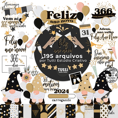 Kit Digital Ano Novo 2024 Completo Arquivos em Png
