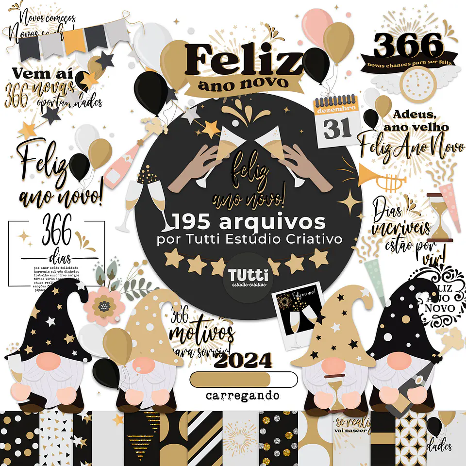 Kit Digital Ano Novo 2024 Completo Arquivos em Png 1