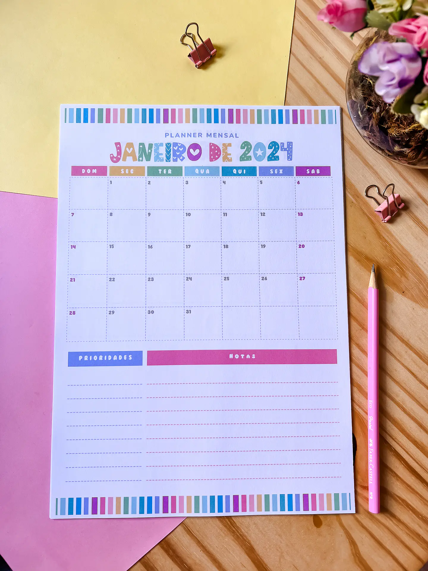 Arquivo Planner Mensal A4 2024 em Pdf 11
