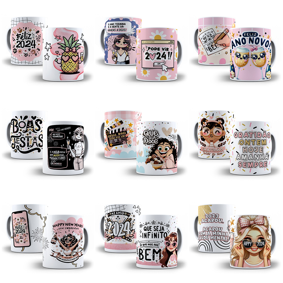 34 Artes para Caneca Ano Novo 2024 em Jpg 2
