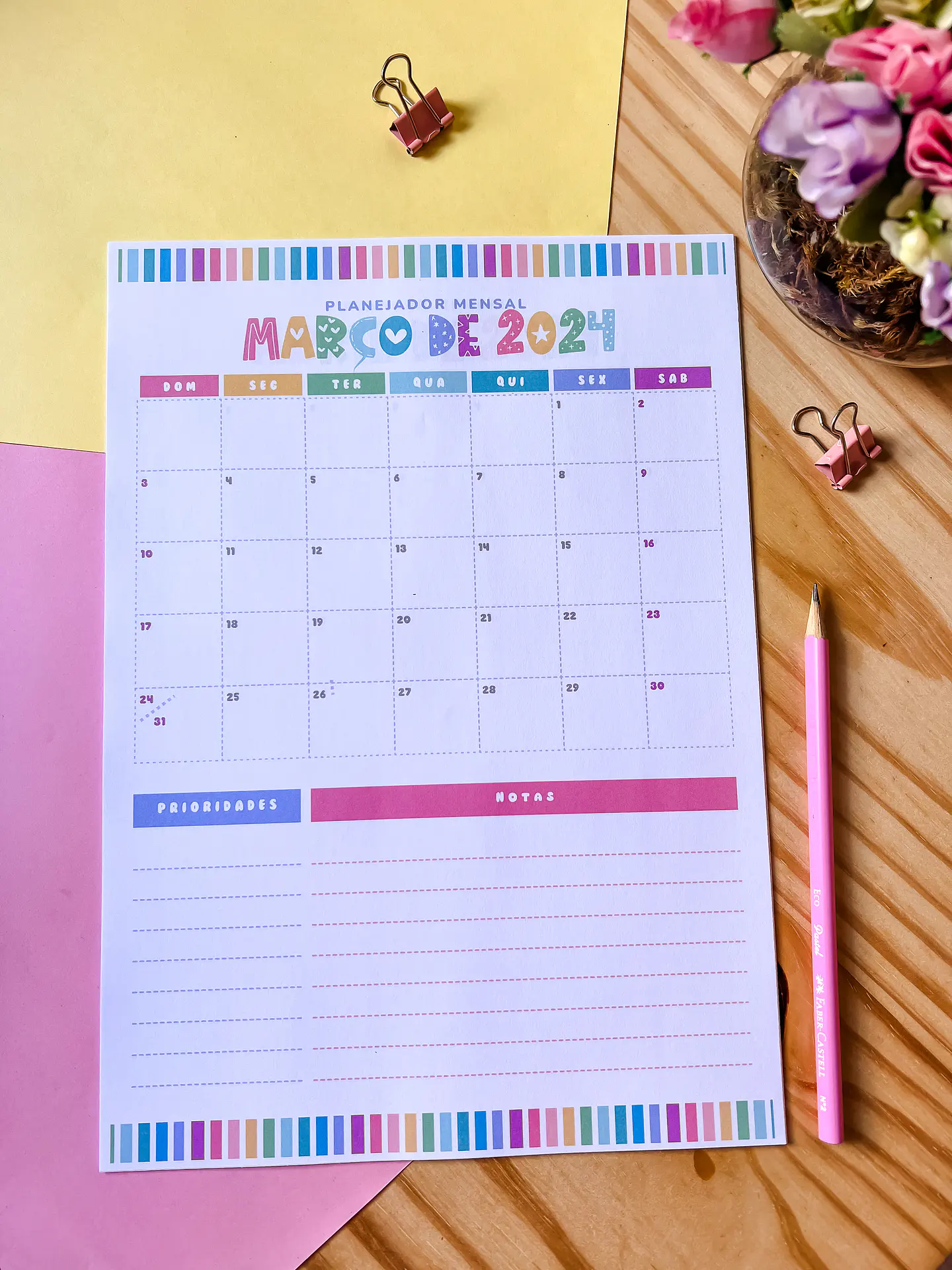 Arquivo Planner Mensal A4 2024 em Pdf 13