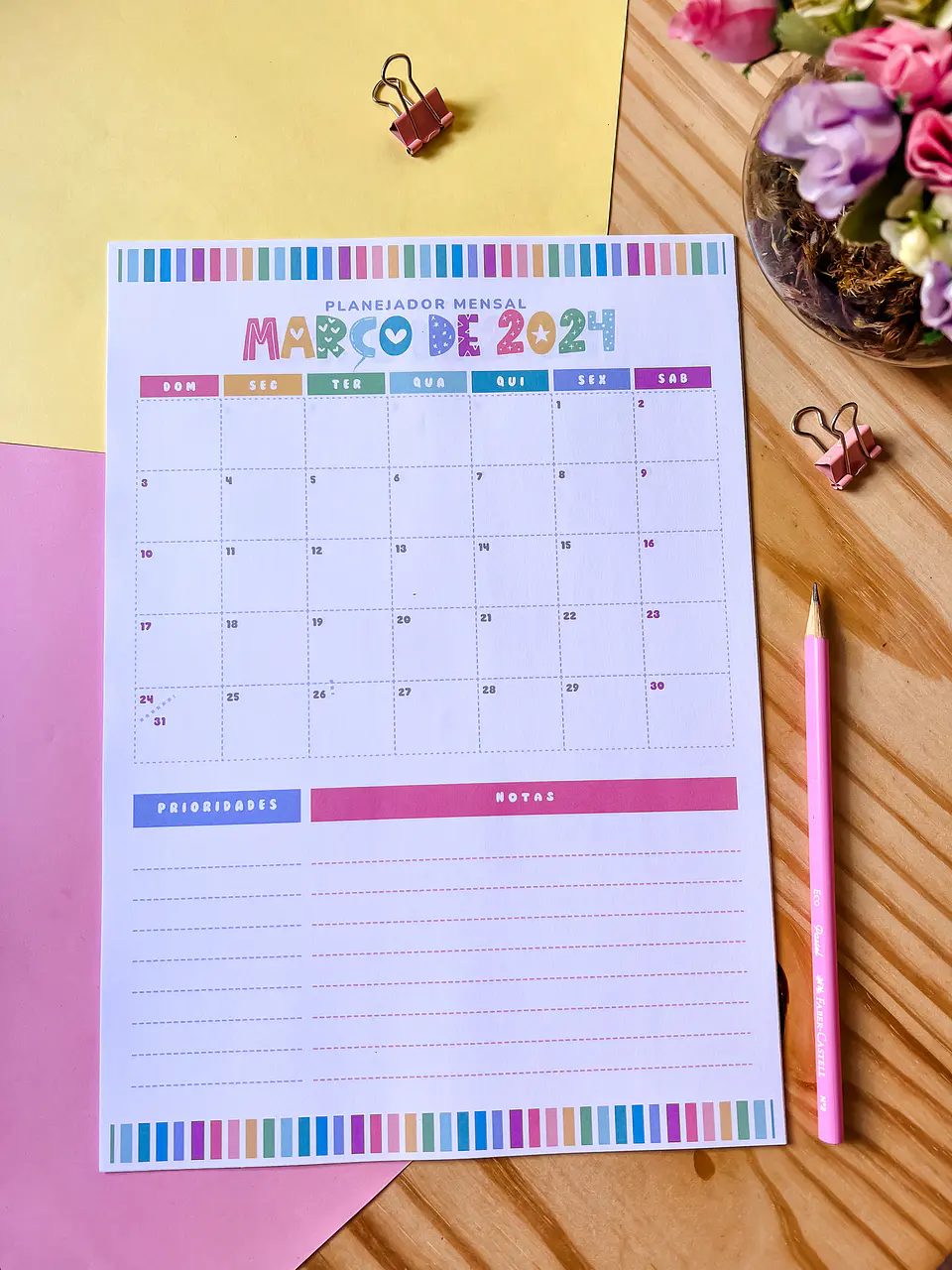 Arquivo Planner Mensal A4 2024 em Pdf 13