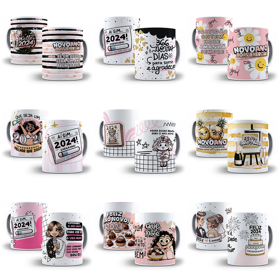34 Artes para Caneca Ano Novo 2024 em Jpg 3