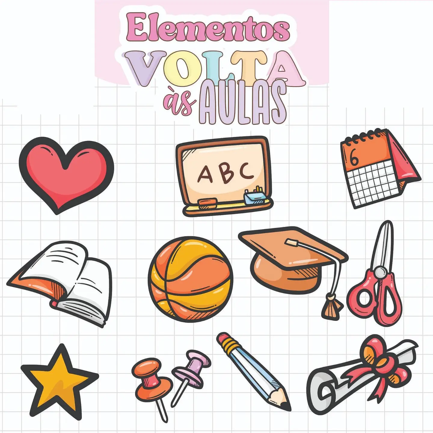 Kit Digital Volta as Aulas  Alfabeto Mais Mascatinhos Arquivos em Png   13