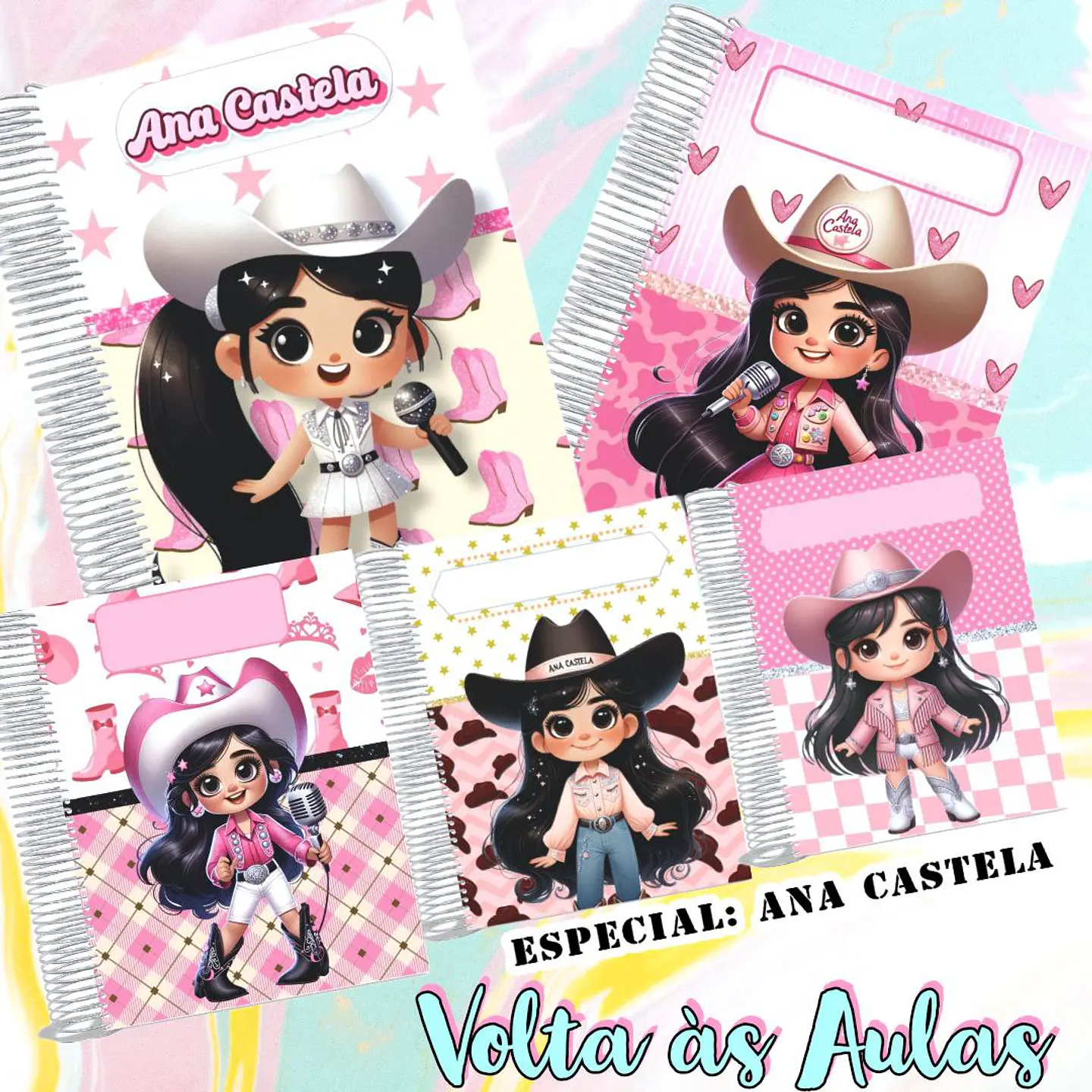 5 Artes para Capa Caderno Mais Kit Digital Ana Castela em Png 1