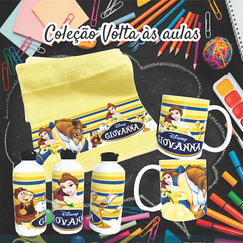 78 Artes para Caneca, Toalinha e Squezee Personagens Disney Volta as Aulas Arquivo Editavél 