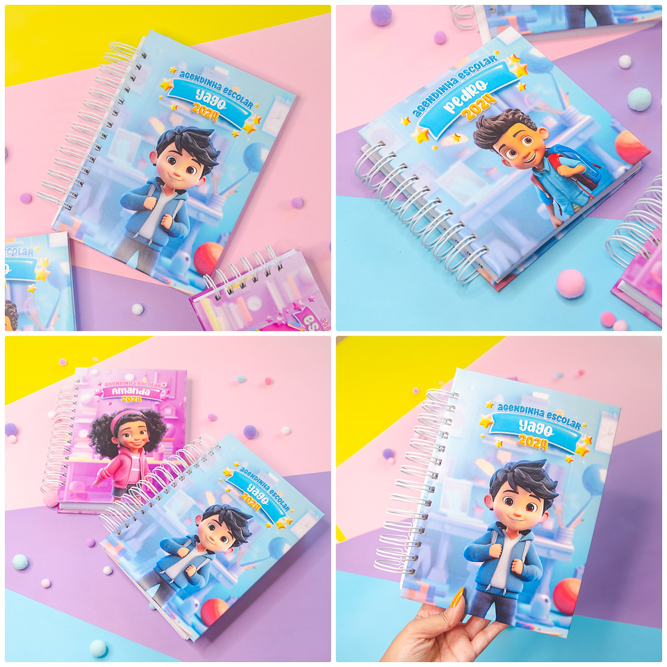 Arquivo Agenda Escolar 2024 Rosa e Azul em Pdf 3
