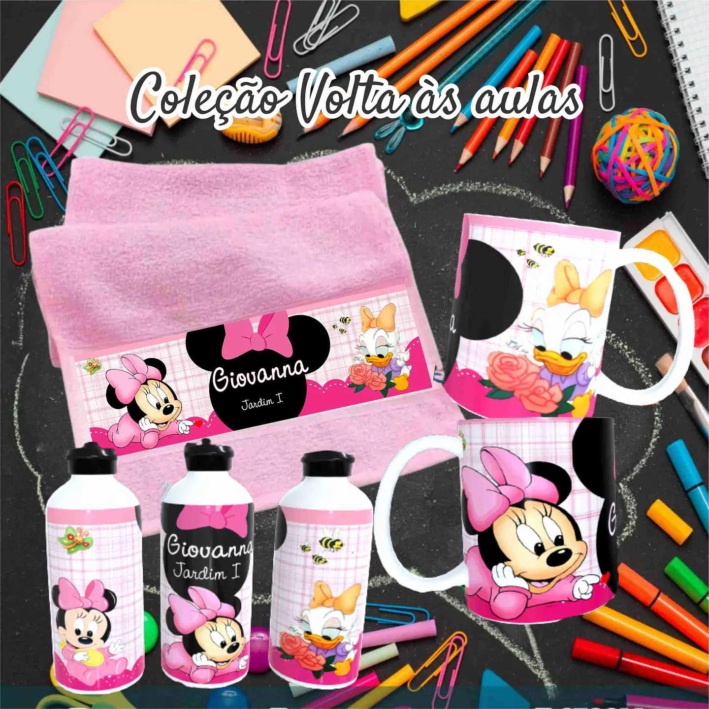 78 Artes para Caneca, Toalinha e Squezee Personagens Disney Volta as Aulas Arquivo Editavél  7
