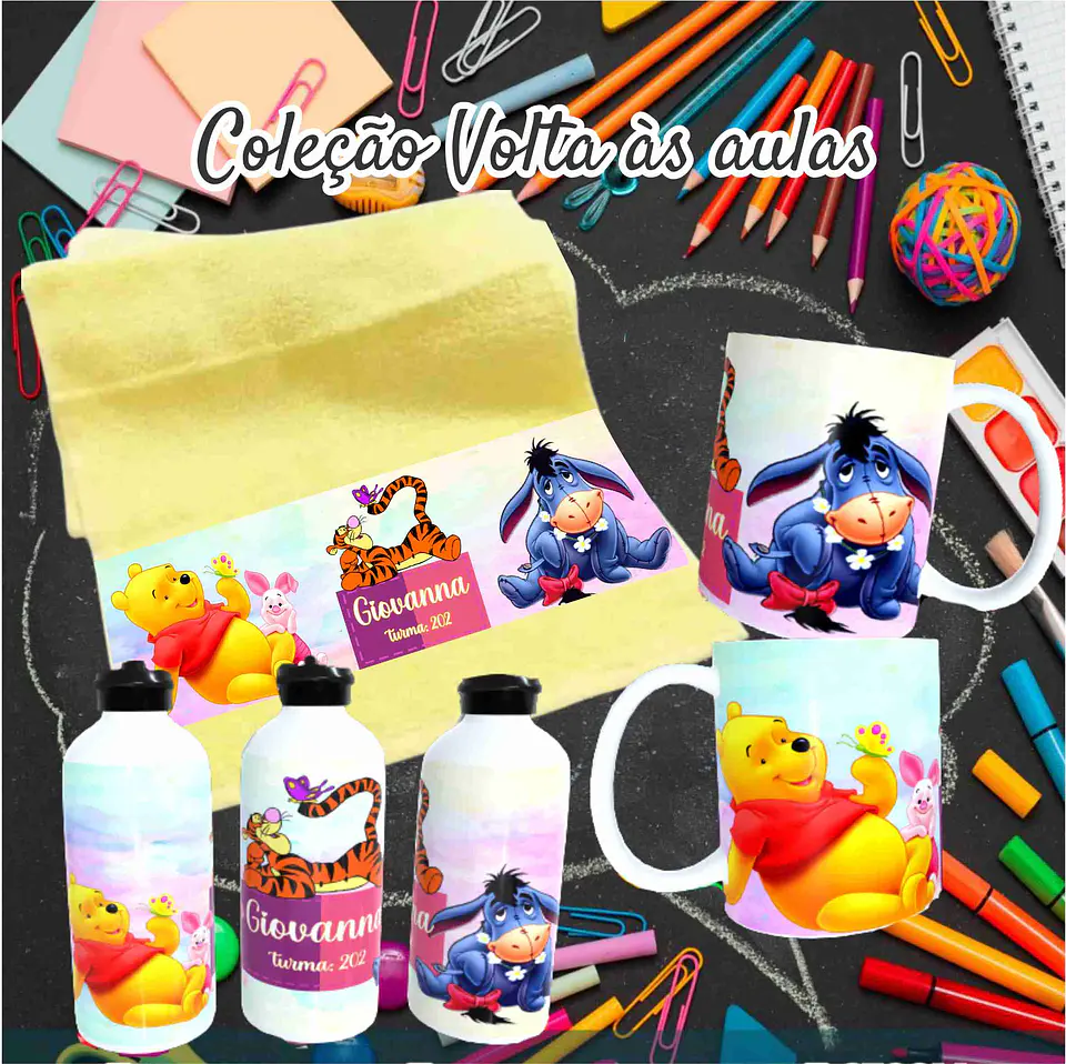 78 Artes para Caneca, Toalinha e Squezee Personagens Disney Volta as Aulas Arquivo Editavél  22