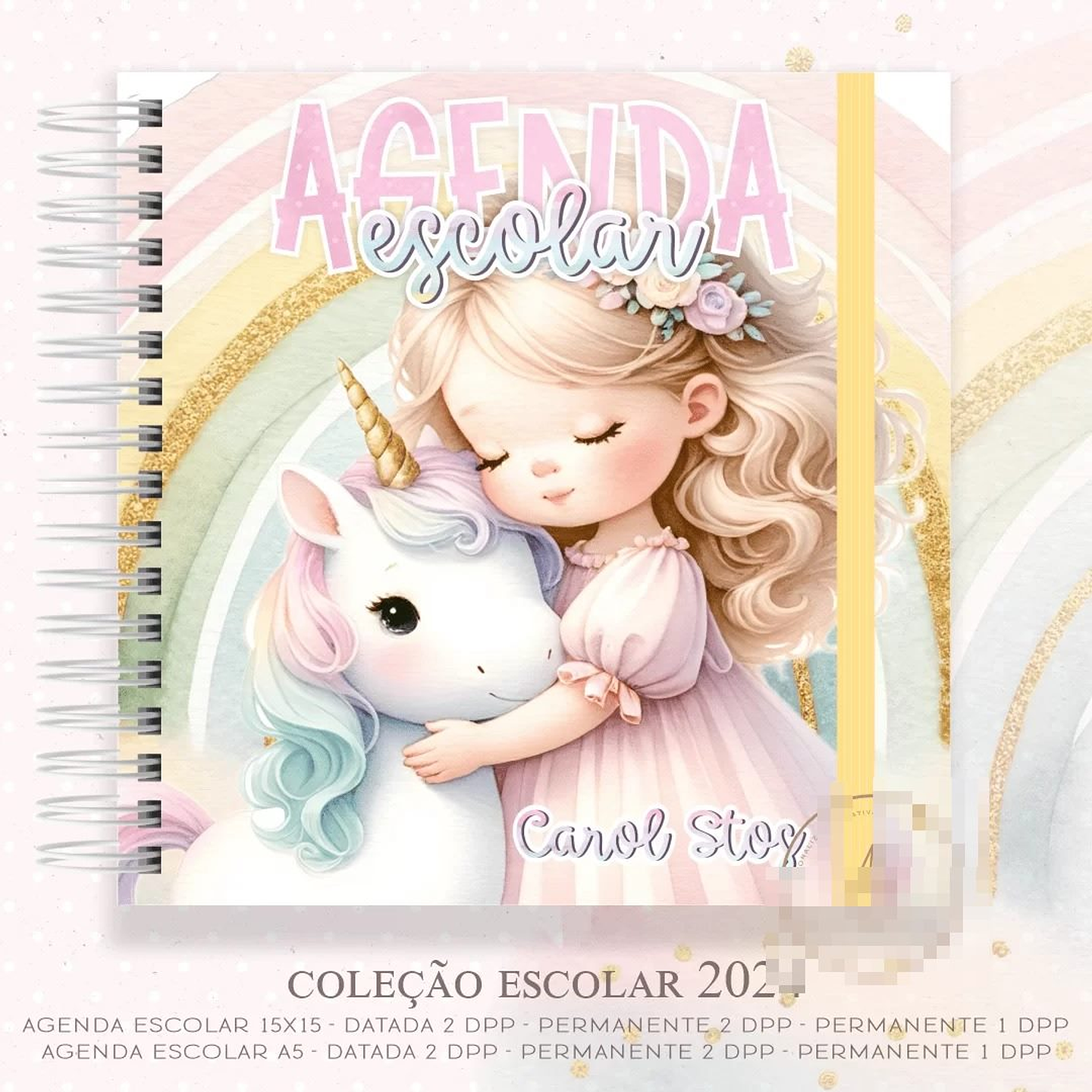 Agenda Escolar Ursinho Aviador e Unicornio Menina Arquivo em Pdf 3