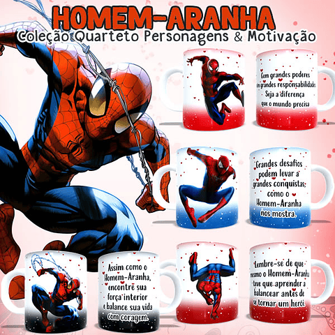 4 Artes para Caneca Homem Aranha Arquivo em Jpg