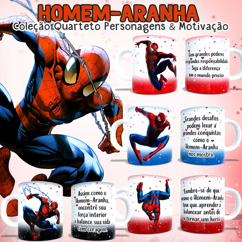 4 Artes para Caneca Homem Aranha Arquivo em Jpg 1