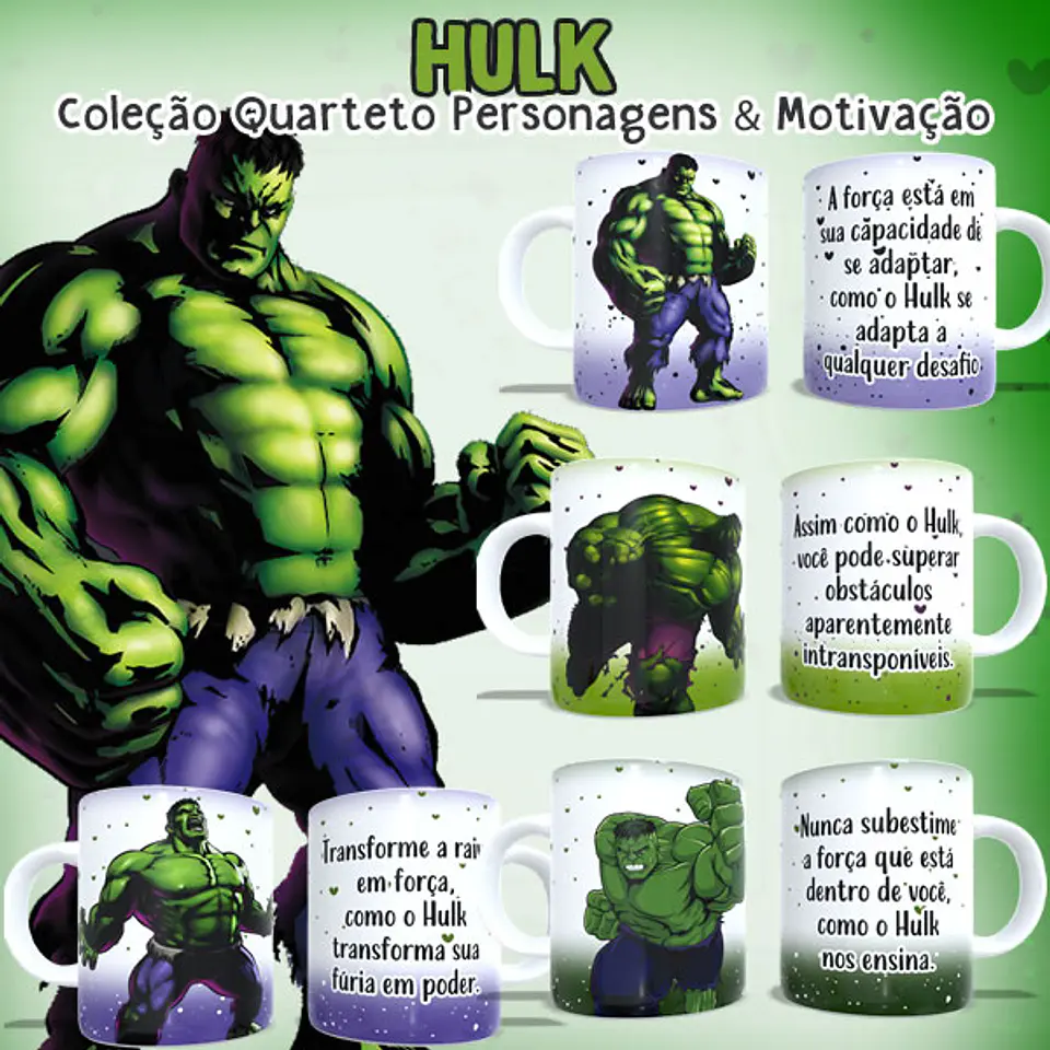4 Artes para Caneca Hulk Arquivo em Jpg 1