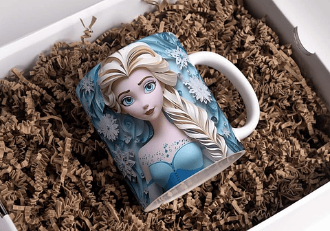 5 Artes para Caneca 3D Princesas da Disney Arquivo em Jpg