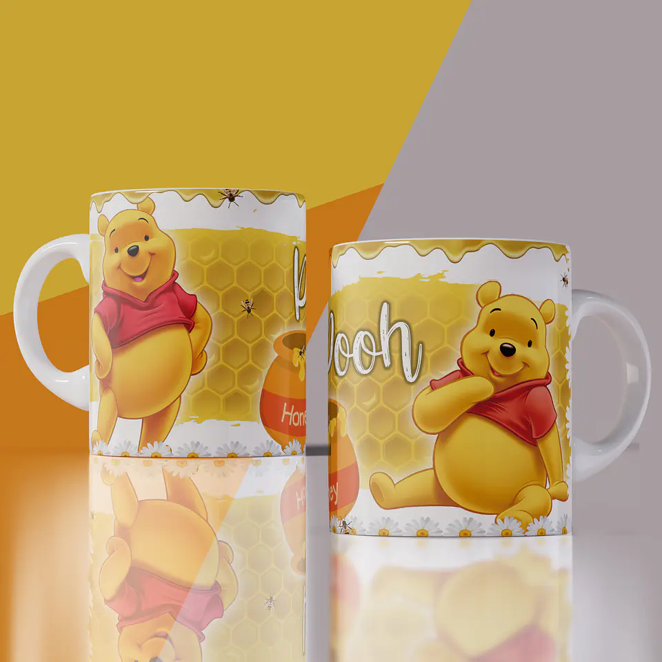 5 Artes para Caneca Ursinho Pooh Arquivo Editável 1